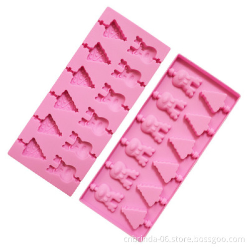 Christmas Lollipop Chocolate Molds Gingerbread Man Shape Ice Cube Tray Non-Stick Sweet Mould Decorating Cakes Chocolate Candy